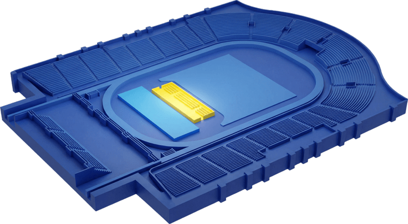 Mapa da arena com a pista premium destacada